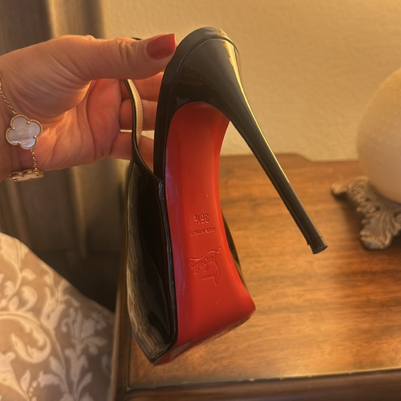 Christian Louboutin Black Peep Toe Slingback Heels - Picture 8 of 8